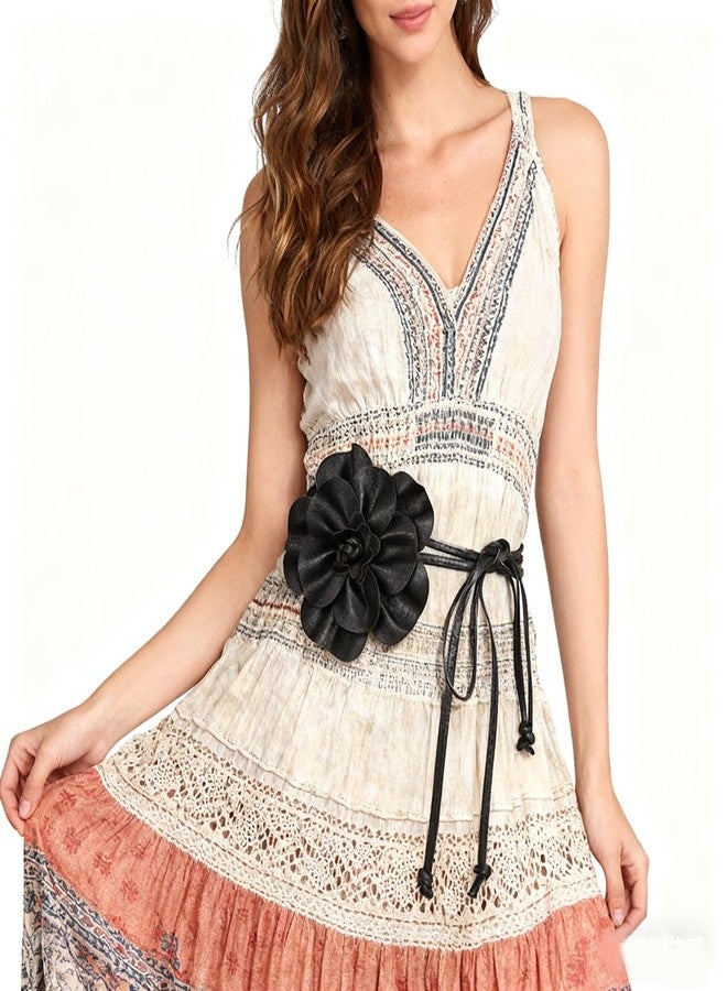 CaySep Women Boho Dress Belts Flower Waist Belt PU Leather Rope Floral Waist Band Skinny Belt for Dress Shirts - Image 4